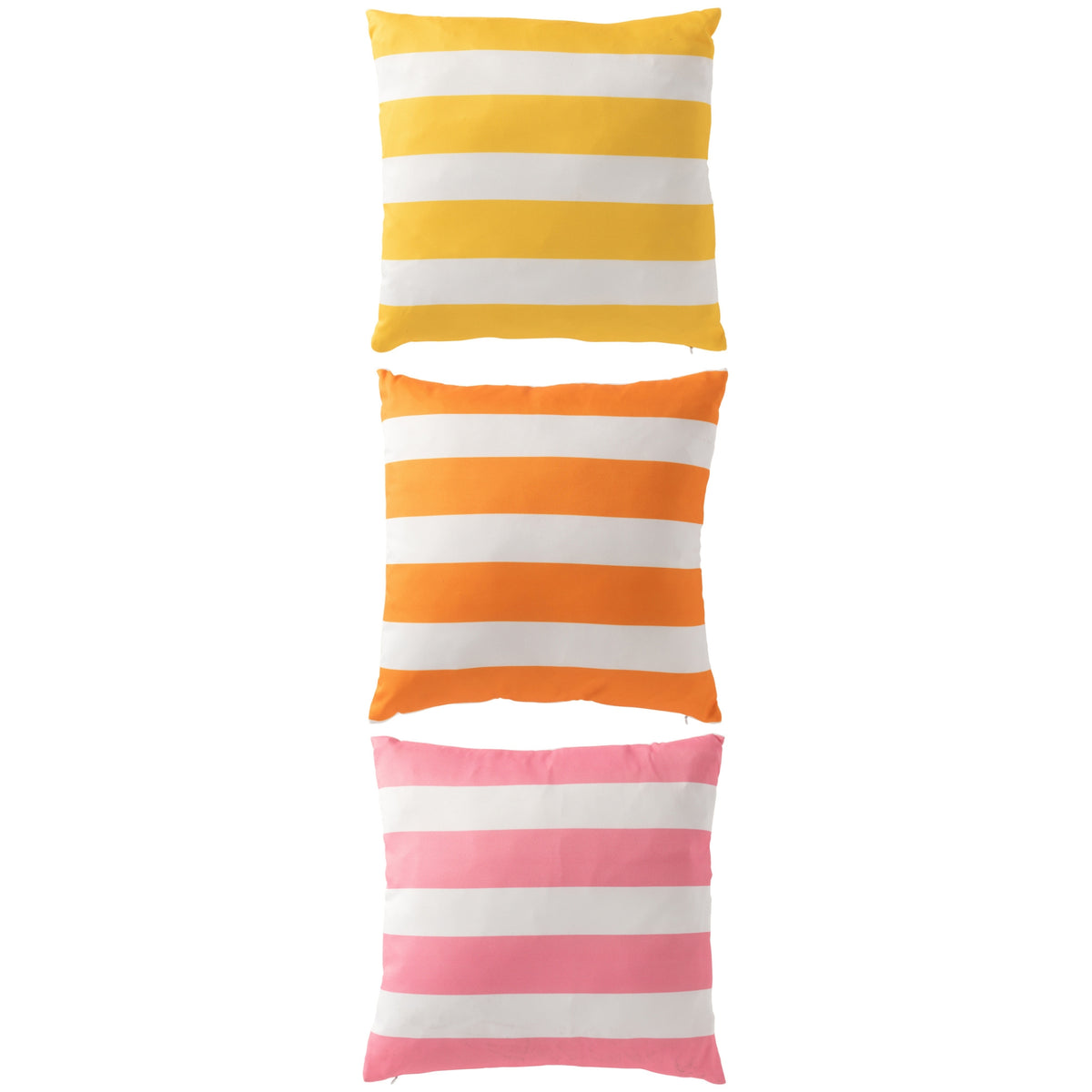 Cuscino da Esterno Quadrato a Righe in Poliestere Multicolore Assortimento di 3 J-Line