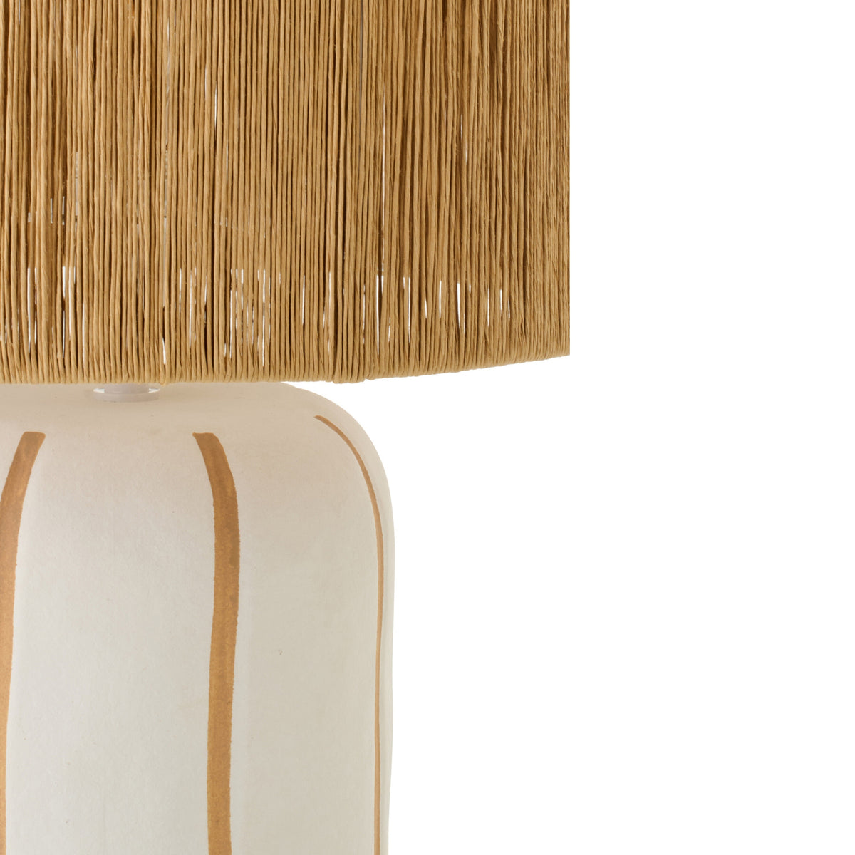 Lampada da tavolo in ceramica a righe naturale/bianca, grande, J-Line