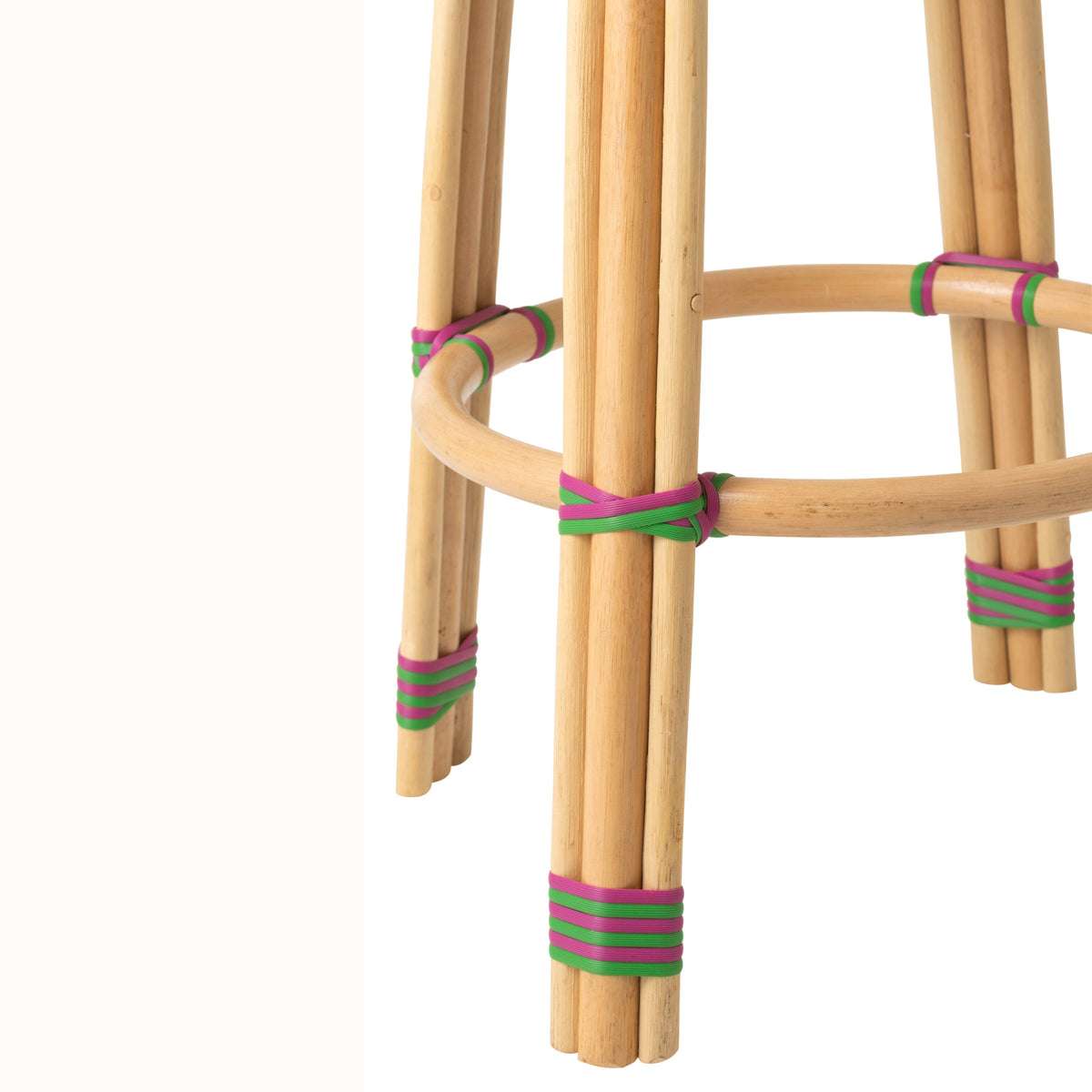 Sgabello da esterno Geo rotondo in rattan rosa/verde J-Line