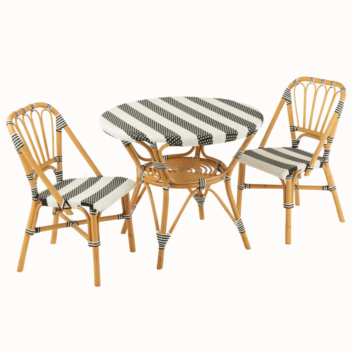 Tavolo da pranzo in rattan nero/bianco J-Line