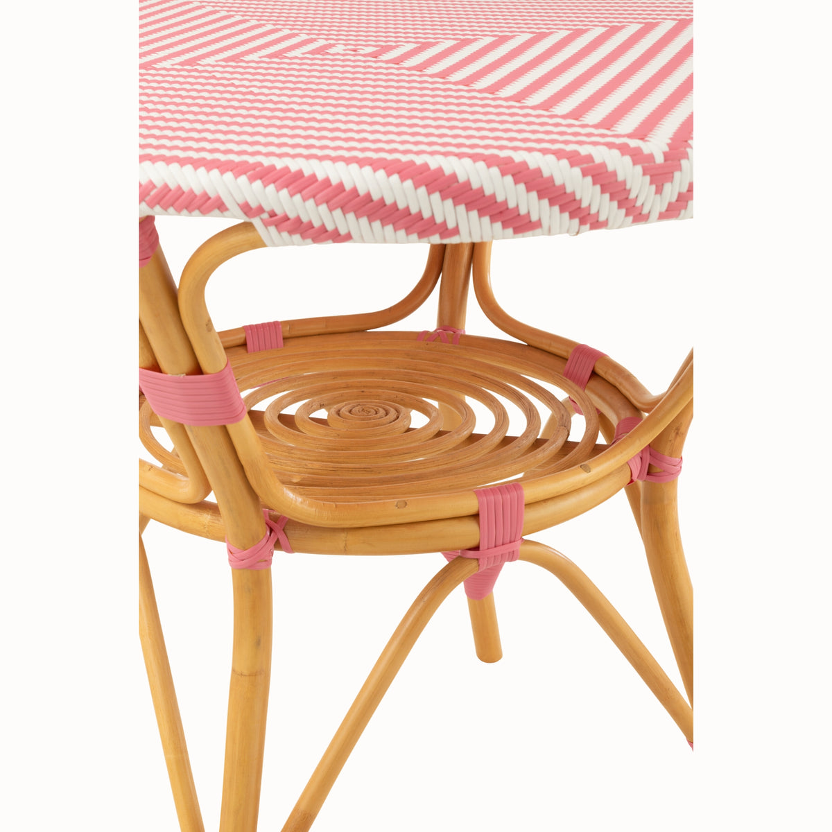 Tavolo da pranzo in rattan rosa/bianco J-Line