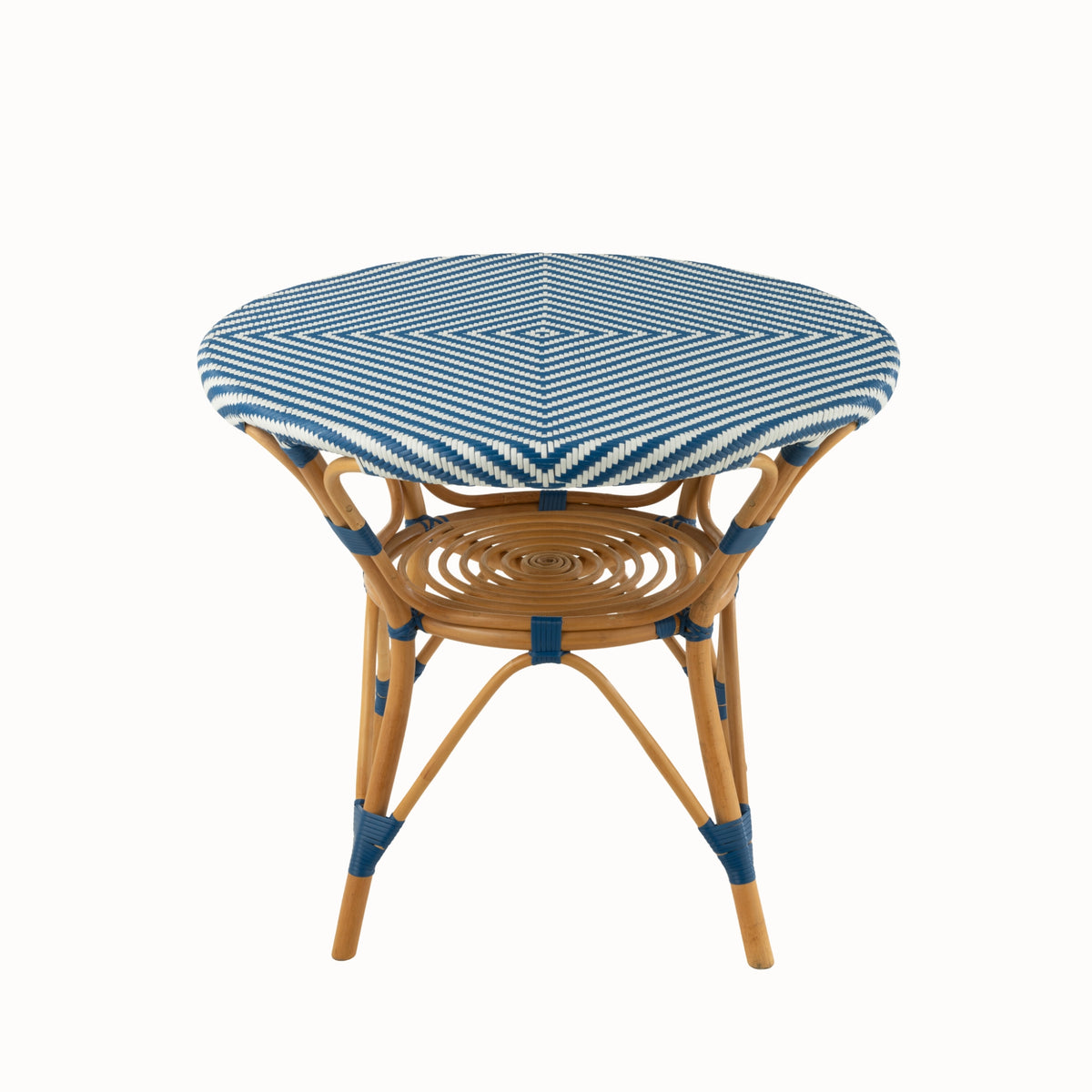Tavolo da pranzo in rattan blu/bianco J-Line