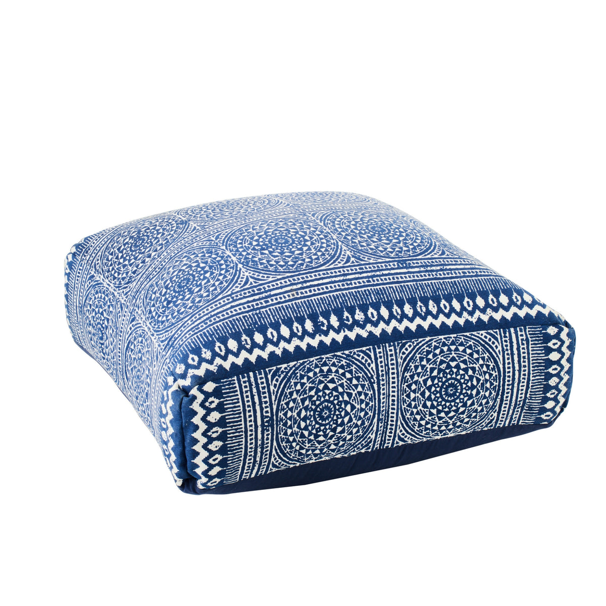 Pouf Mosaico Cotone Blu/Bianco J-Line