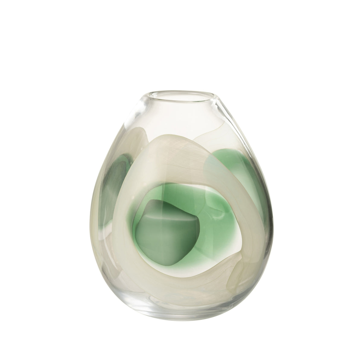 Vaso Livy Vetro Verde/Bianco/Trasparente Medio Ø20,5xH25,5cm J-Line