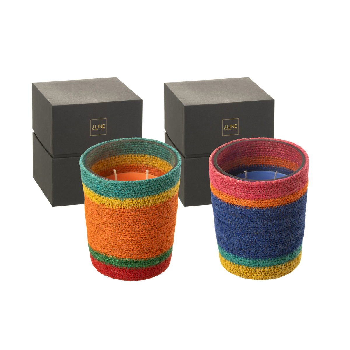 Candela profumata Cestino Blu Cera Media-55 Ore Set di 2