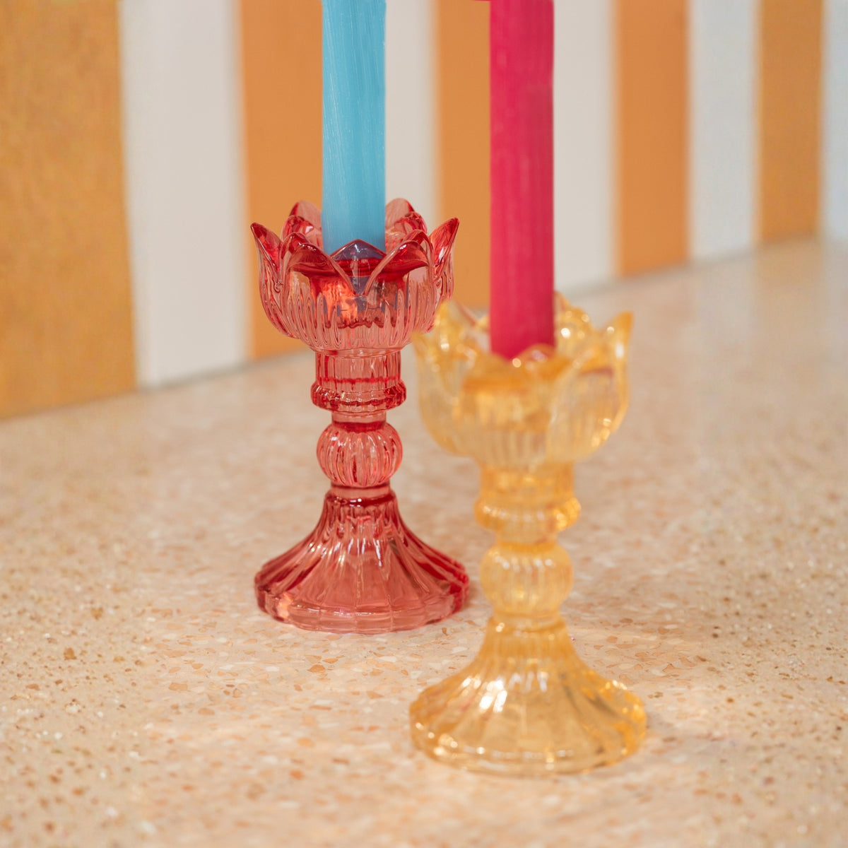 Set di 3 candelabri Rosa in vetro caldo misto J-Line