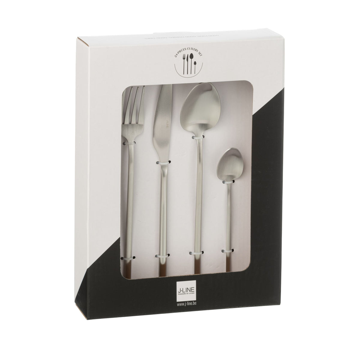 Set di posate Box C 24 pezzi Acciaio inossidabile Argento opaco J-Line