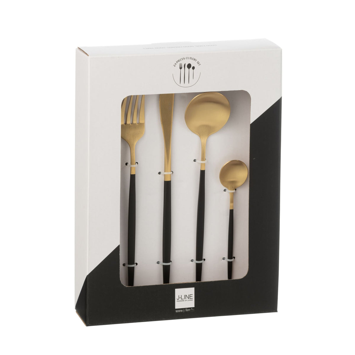 Set di posate Box A 24 Pezzi Acciaio Inox Oro Nero J-Line