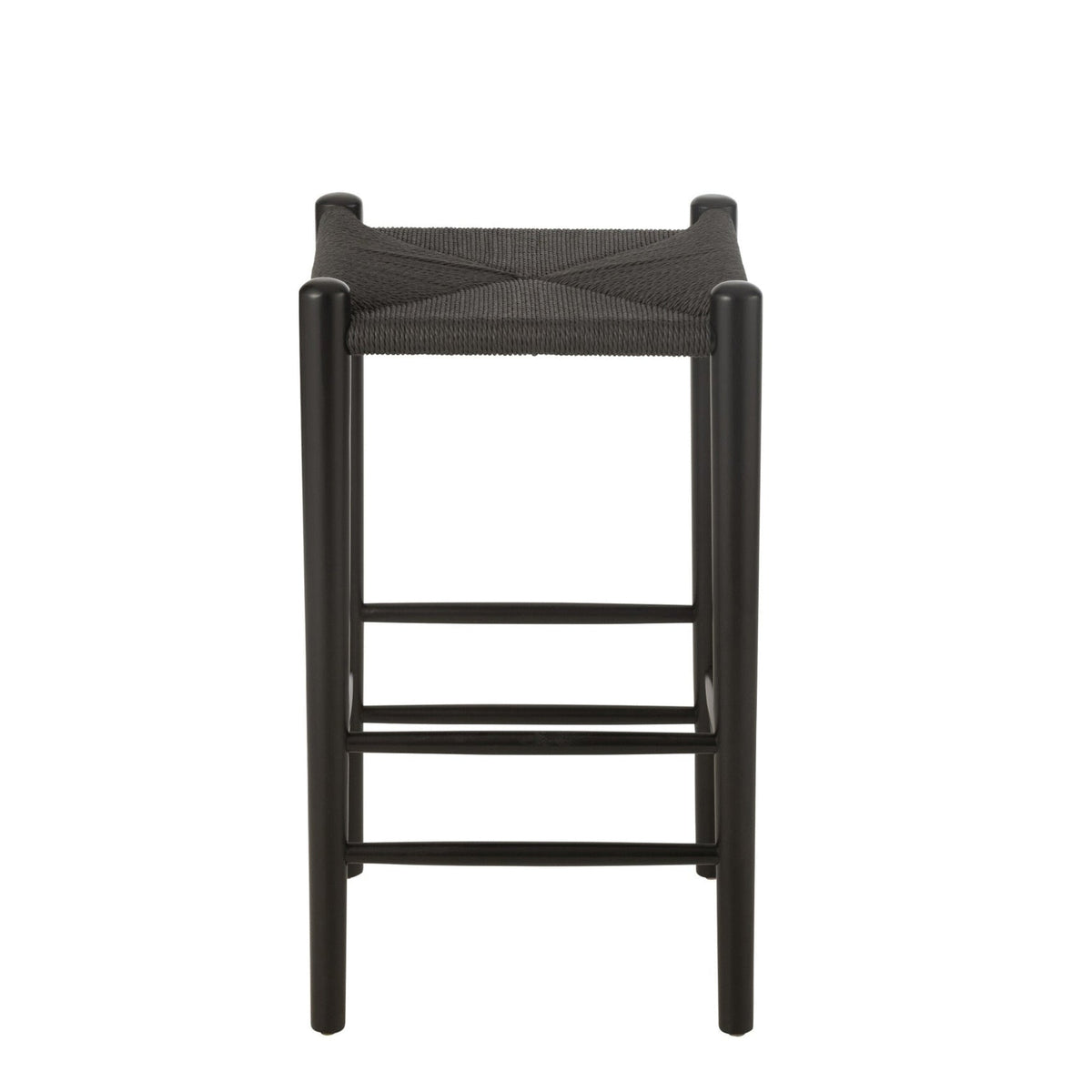 Sgabello da bar Oriental Legno di faggio/Corda Nero J-Line