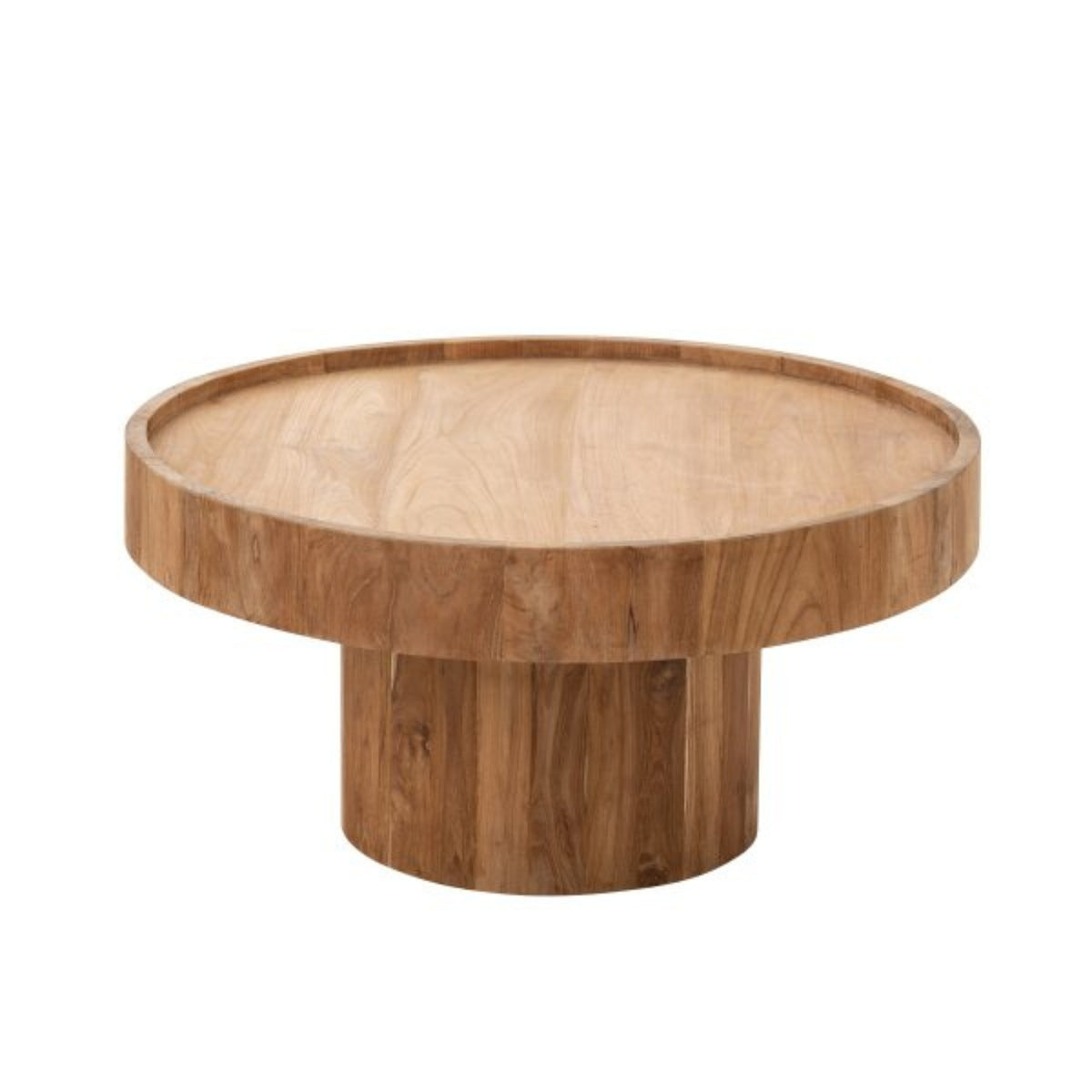 Tavolino da salotto rotondo in legno di teak naturale J-Line