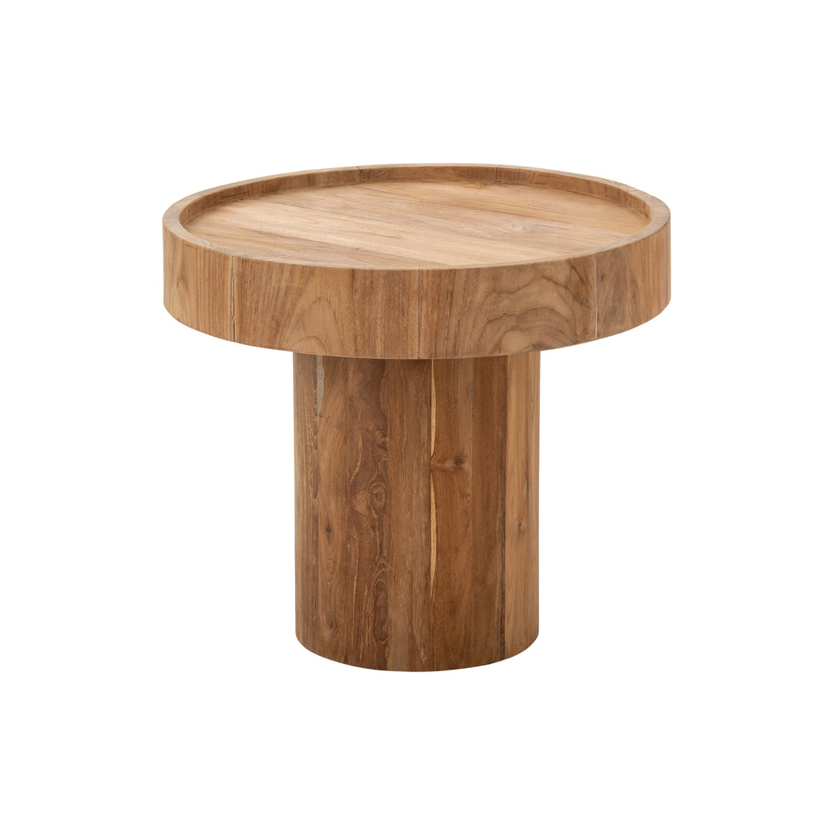Tavolino da salotto rotondo in legno di teak naturale J-Line