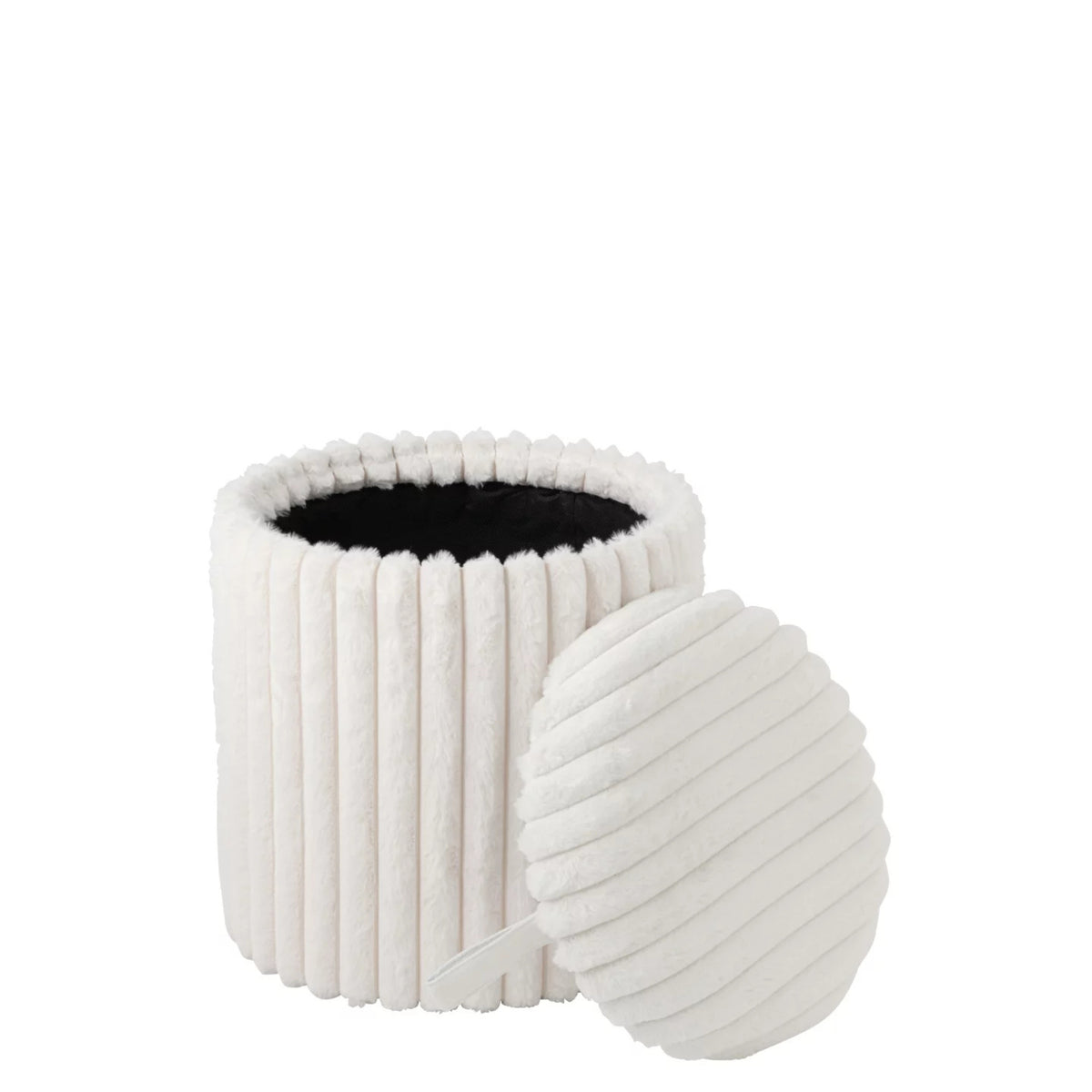 Pouf + Coperchio Scanalato MDF Bianco J-Line
