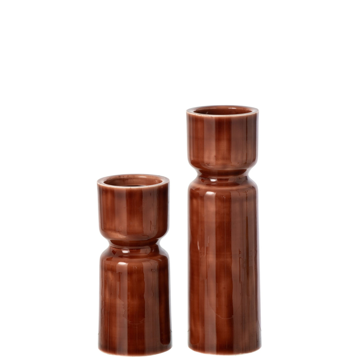 Set di 2 portacandele in ferro marrone J-Line