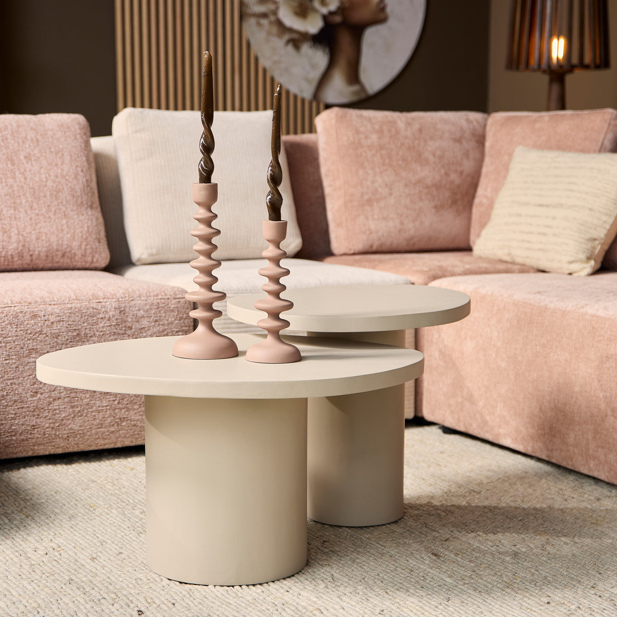 Set di 2 tavolini da salotto Mirre in legno di mango color sabbia Starfurn