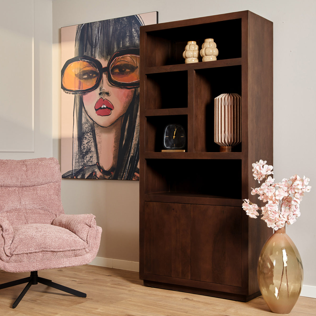 Vetrina Bruxelles in legno di mango marrone 90 cm Starfurn