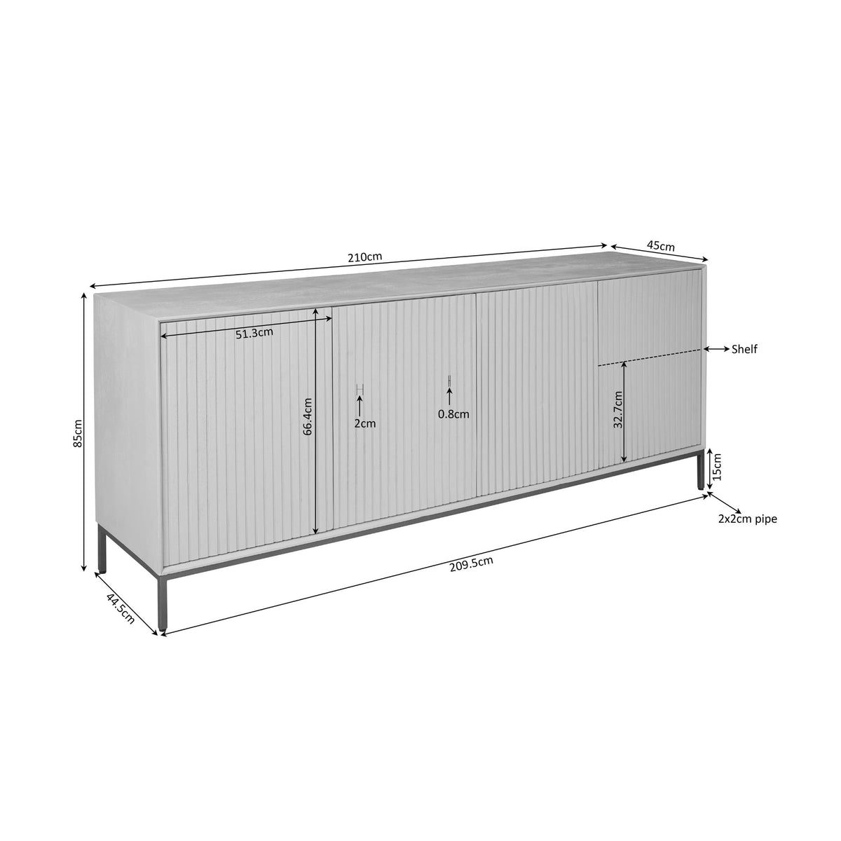 Credenza Madison in legno di mango marrone 210 cm Starfurn