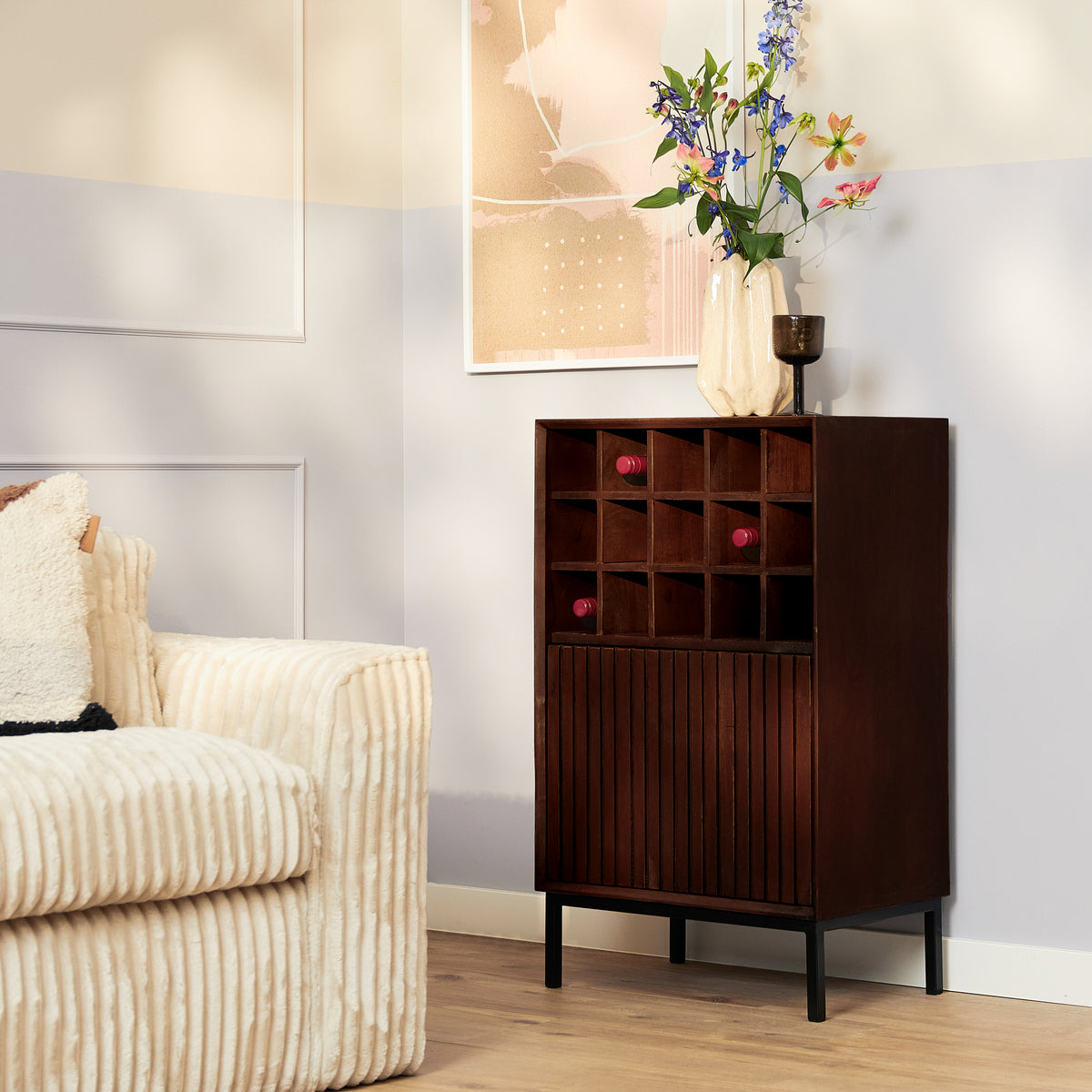 Cantinetta portavini Madison in legno di mango marrone 55 cm Starfurn