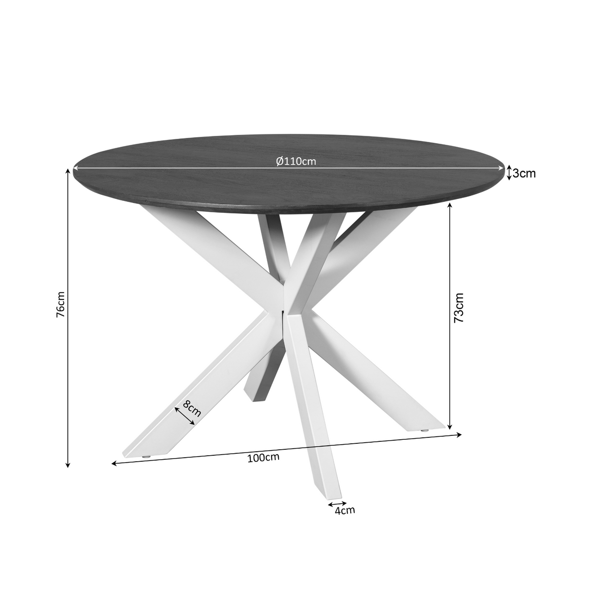Tavolo da pranzo Madison in legno di mango naturale rotondo 110 cm Starfurn
