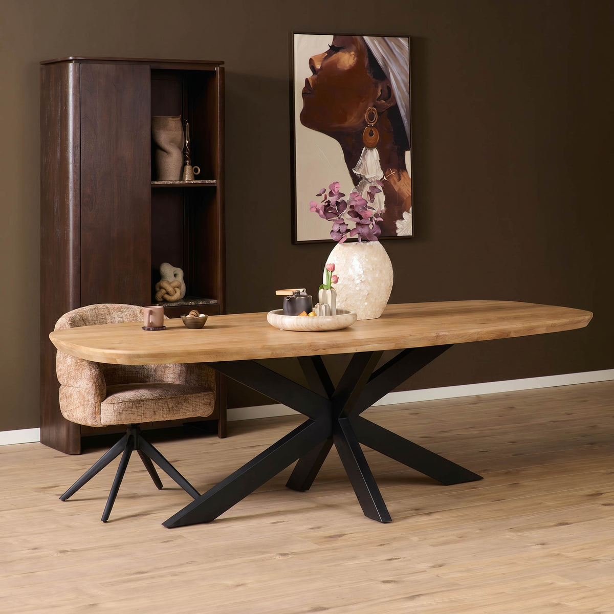 Tavolo da pranzo Madison in legno di mango naturale, ovale danese, 240 cm, Starfurn