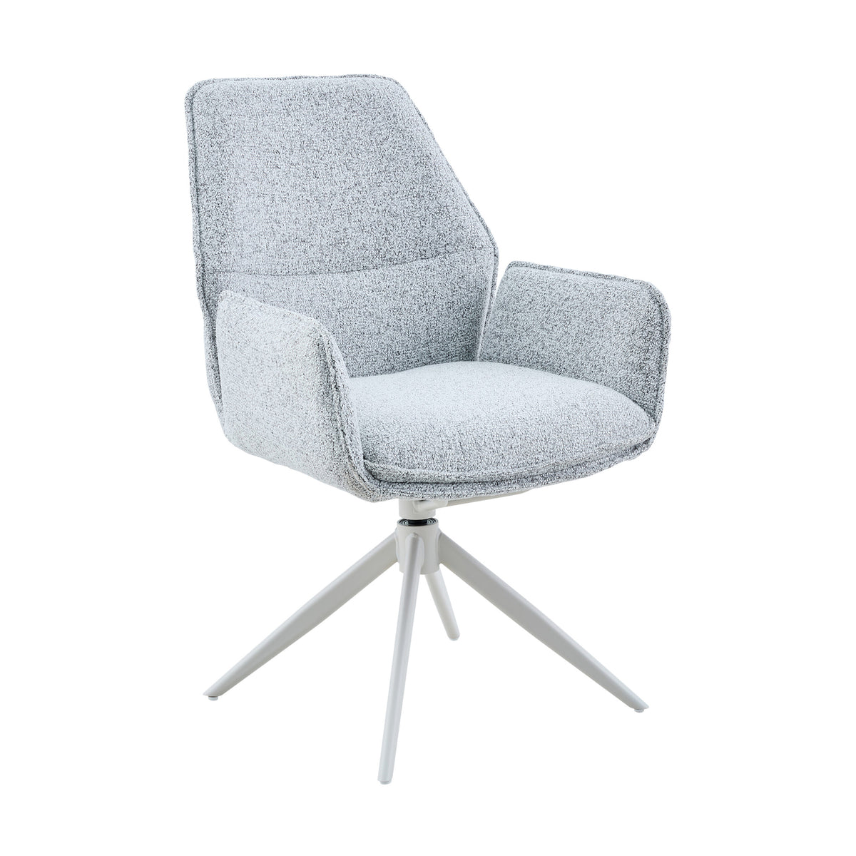 Sedia da pranzo Hera in tessuto grigio chiaro con braccioli Starfurn