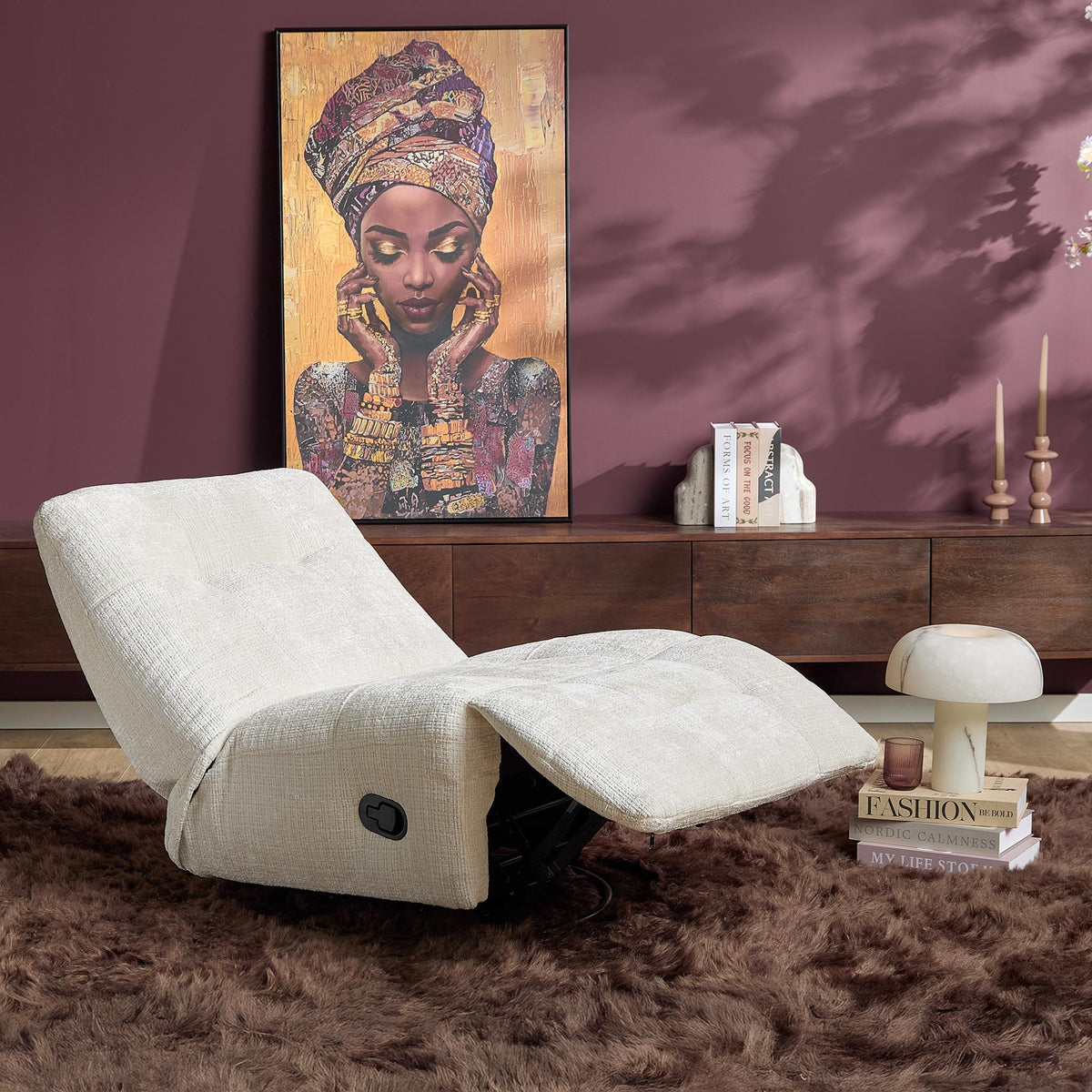 Poltrona relax Chill in tessuto bianco sporco Starfurn