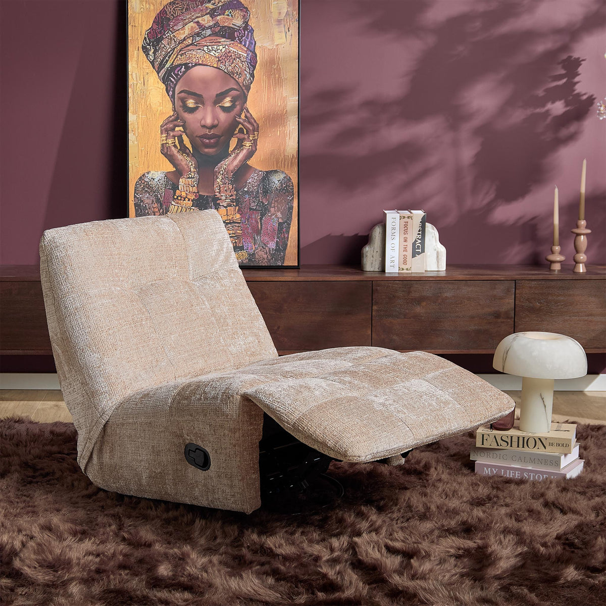 Poltrona relax Chill in tessuto beige Starfurn