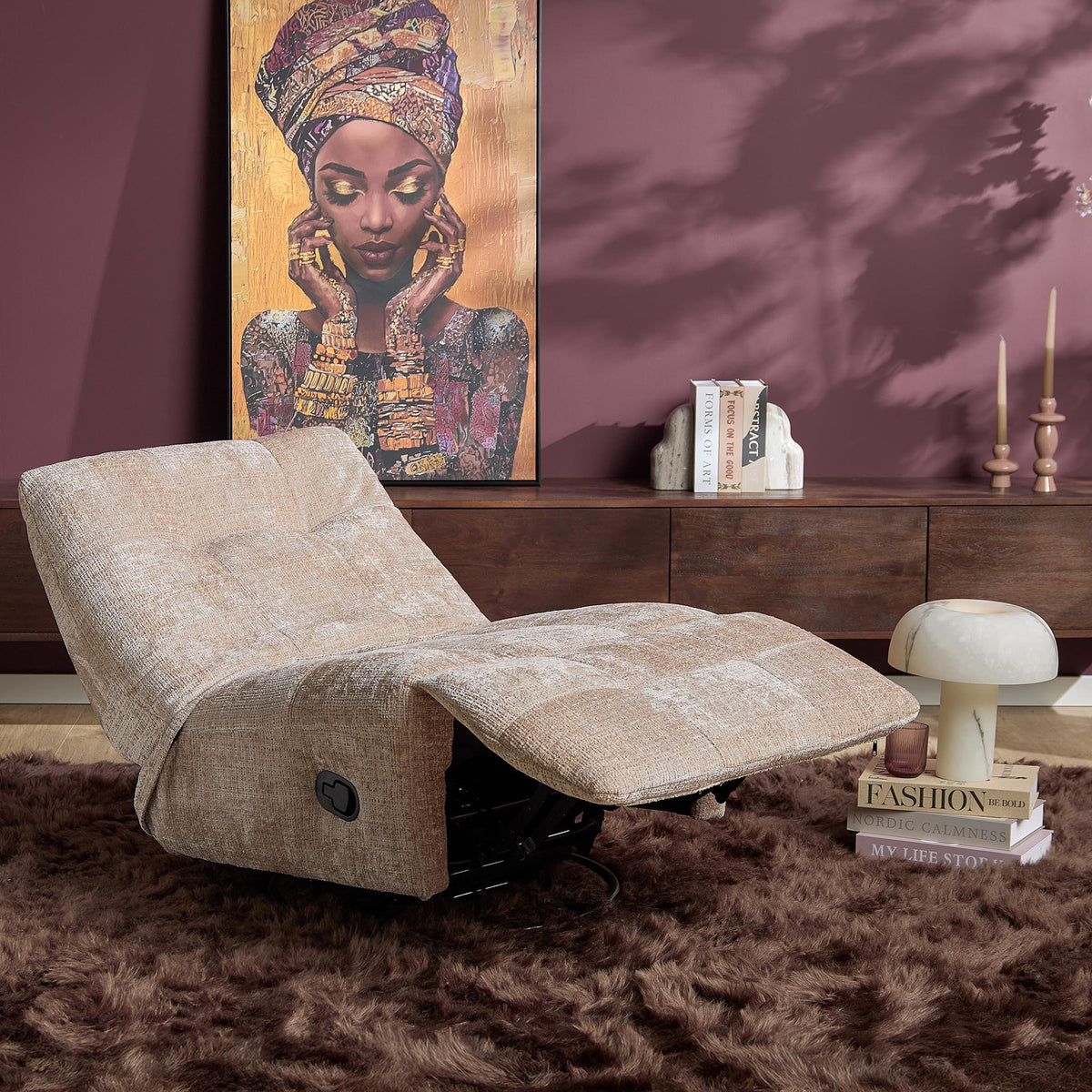 Poltrona relax Chill in tessuto beige Starfurn