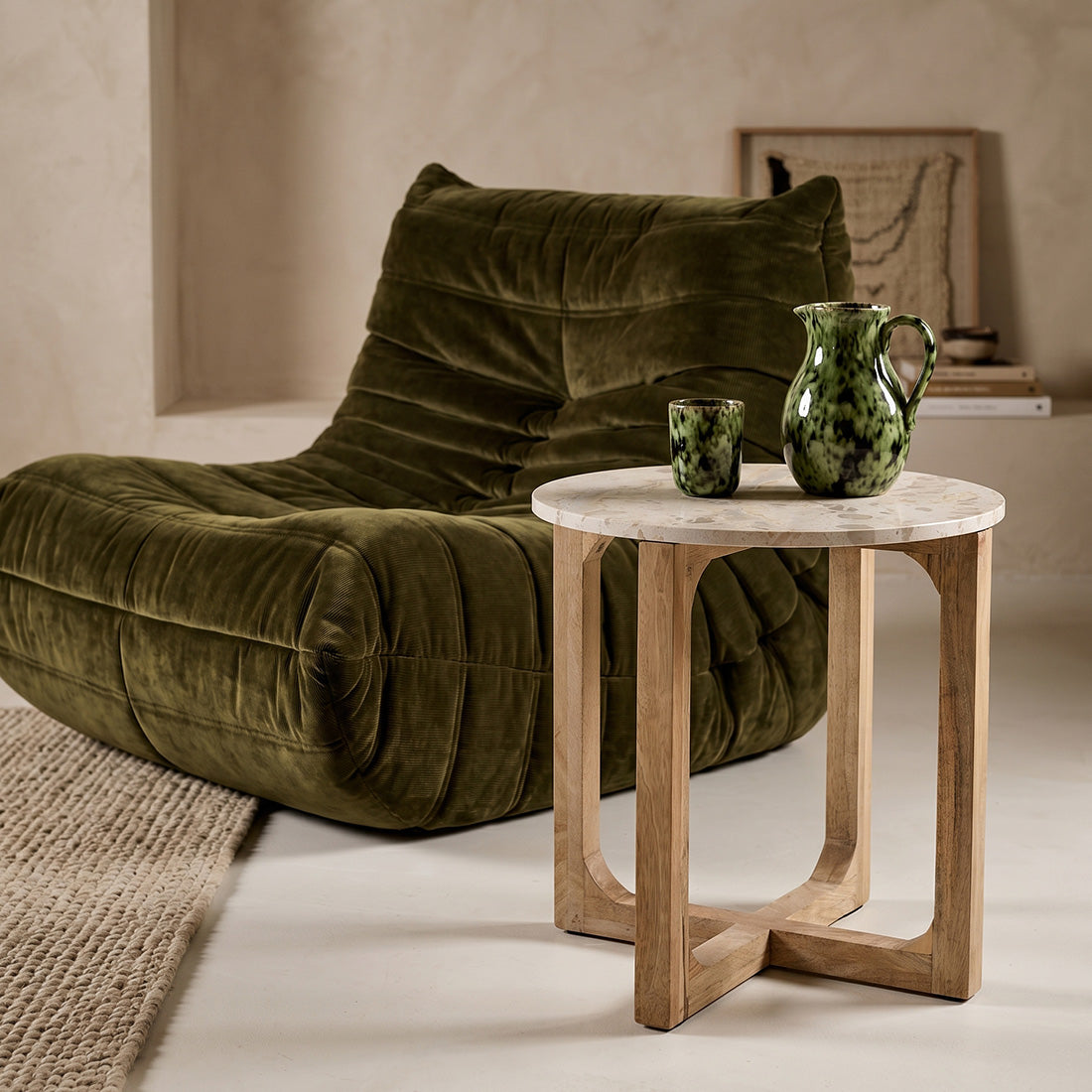 Tavolino in marmo Crema - 50x50x50 cm Raw Materials