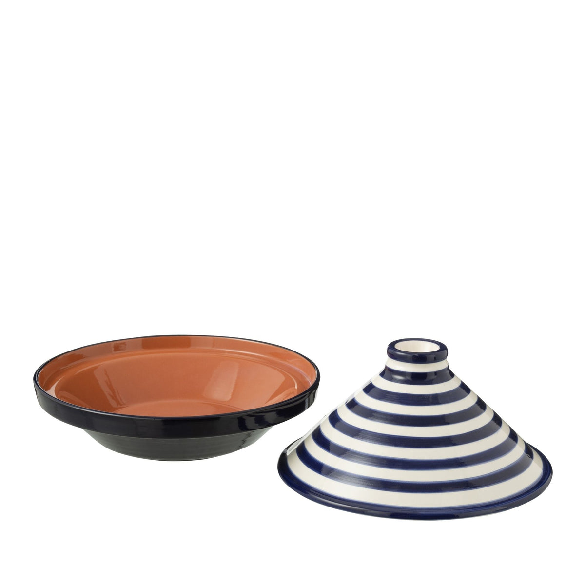 Tagine Granada Righe Blu Cobalto/Bianco Ceramica J-Line