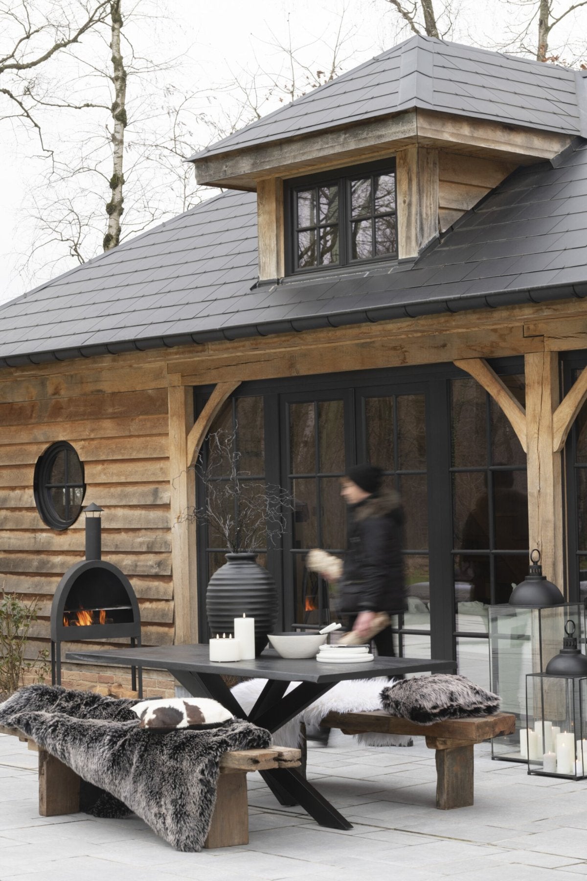 Divano Rough in legno riciclato marrone J-Line