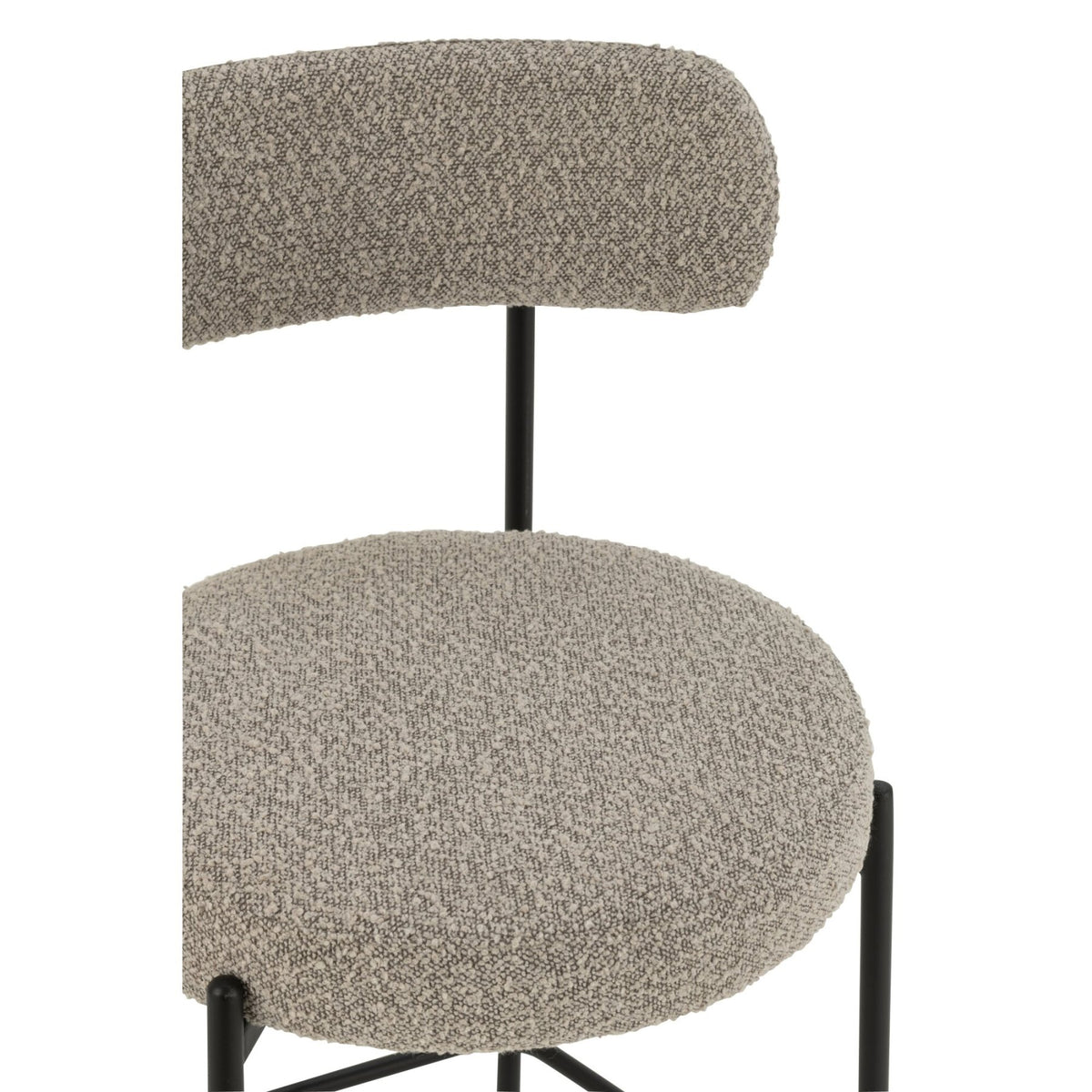 Sgabello da bar Boucle Multistrato/Poliestere Grigio/Nero J-Line
