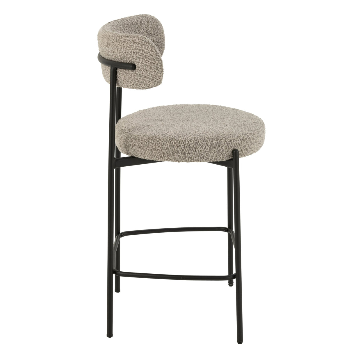 Sgabello da bar Boucle Multistrato/Poliestere Grigio/Nero J-Line