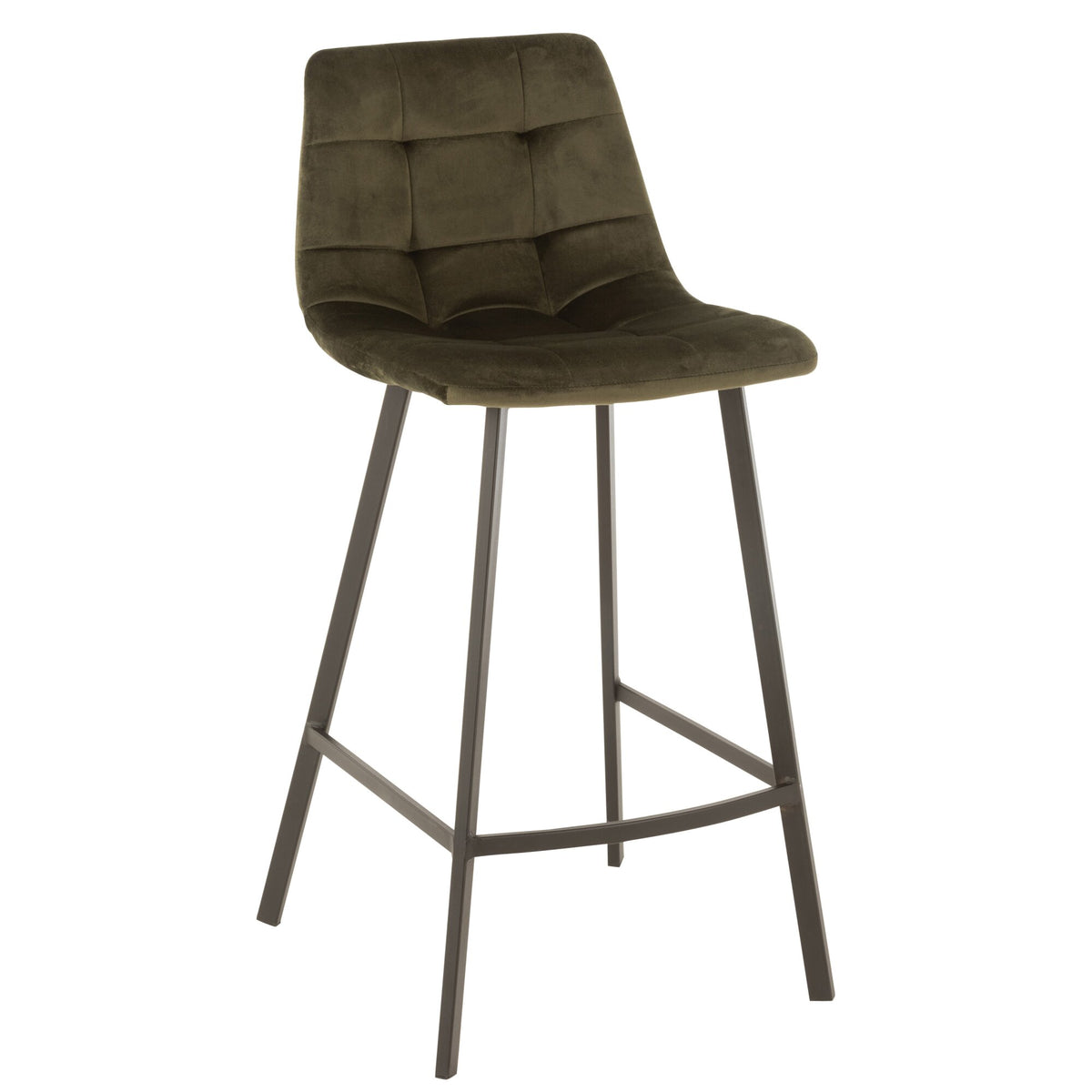 Sgabello da bar Olivier Tessuto/Metallo Verde Scuro J-Line