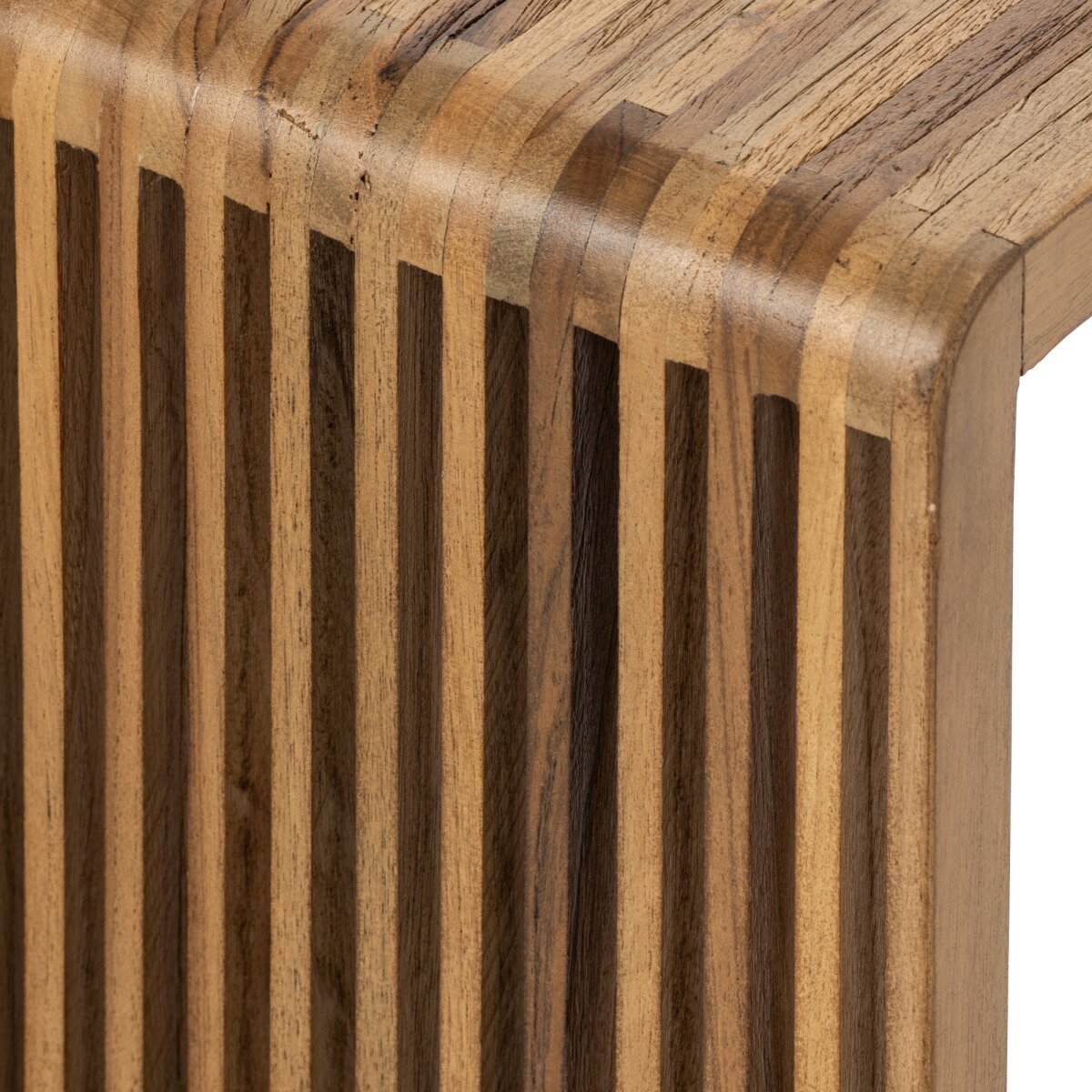 Tavolino a listelli in legno riciclato naturale J-Line
