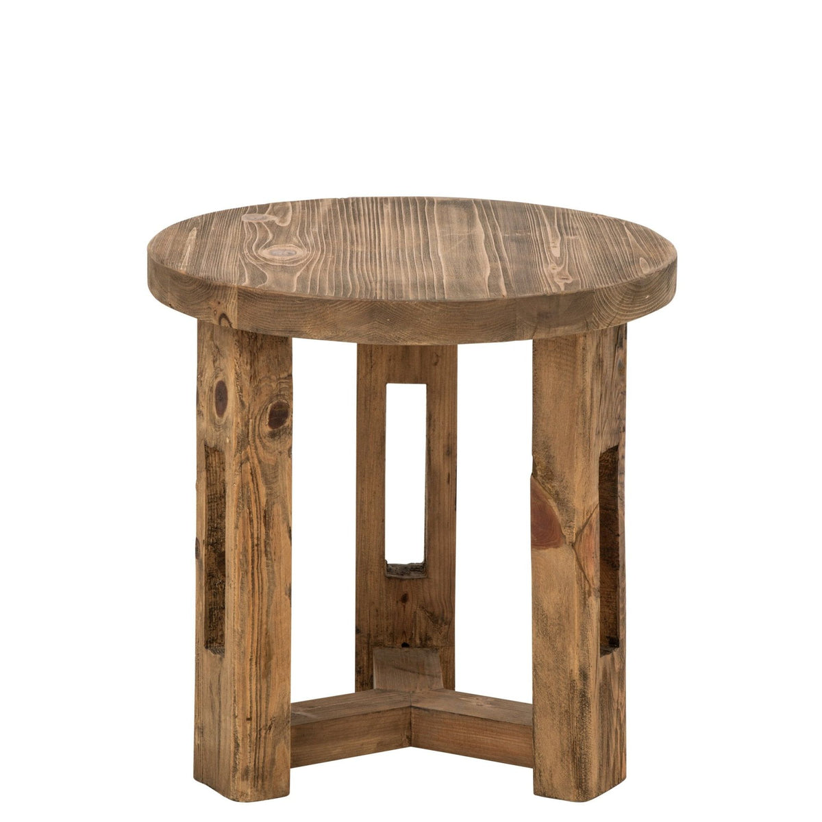 Tavolino Rotondo in Legno Riciclato Marrone J-Line