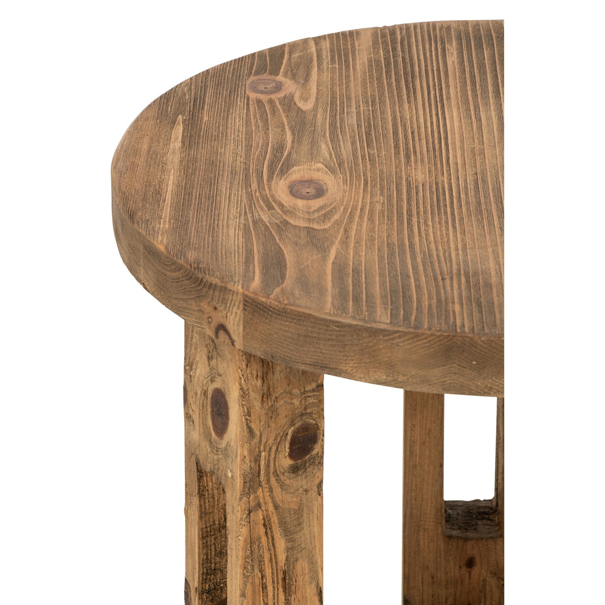 Tavolino Rotondo in Legno Riciclato Marrone J-Line