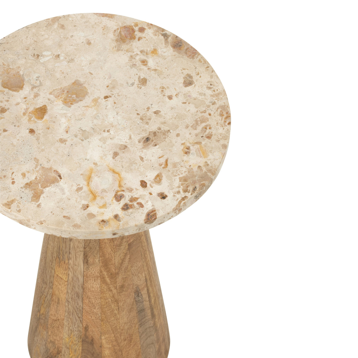 Tavolino rotondo in marmo e legno, beige/marrone, set da 2 J-Line