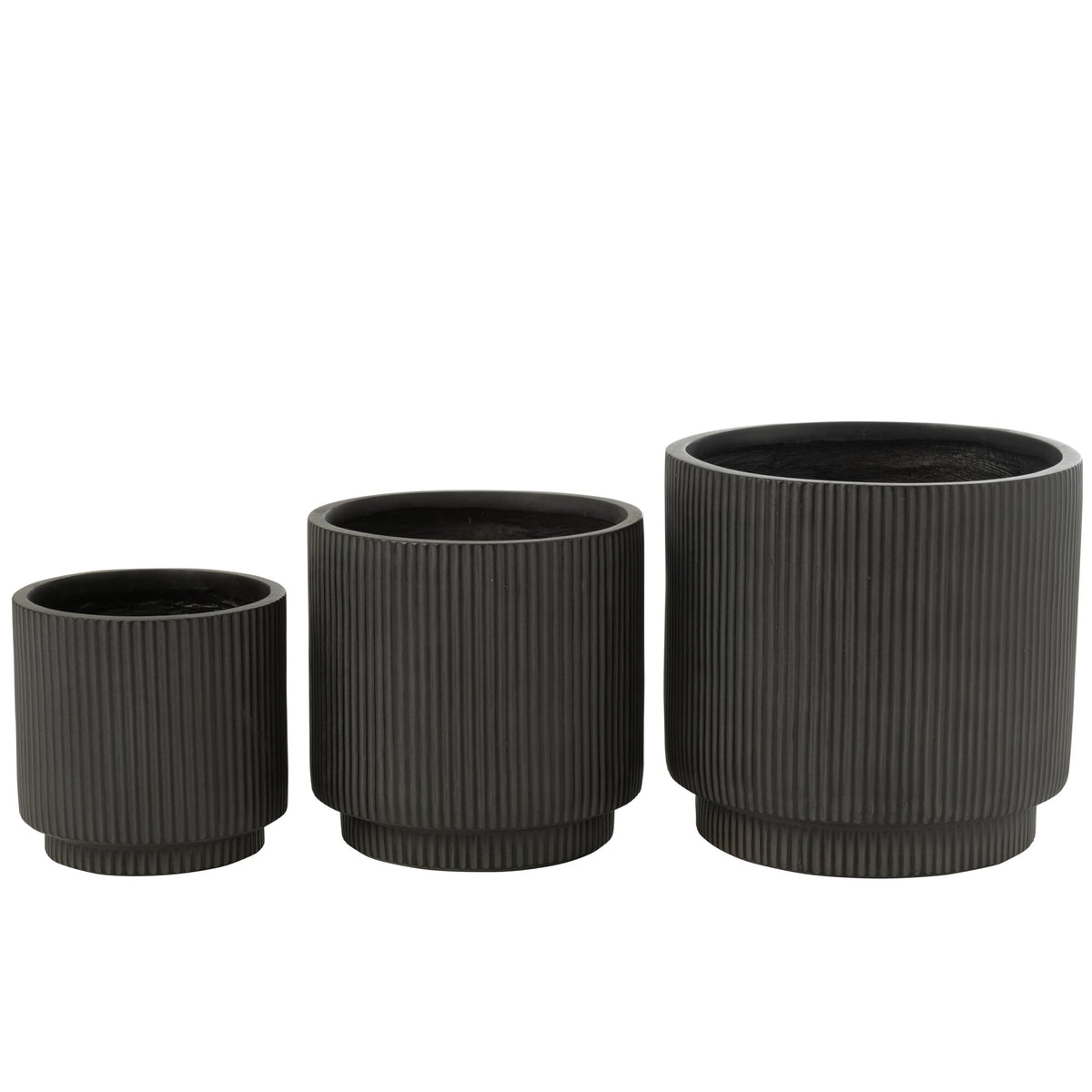 Set di 3 vasi in argilla Misty neri J-Line