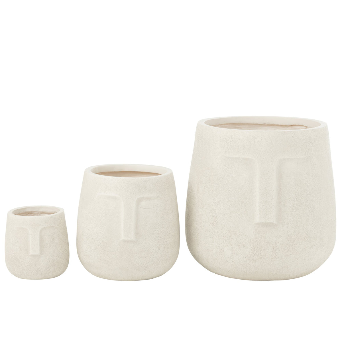 Vasi da fiori Moai Argilla Bianca Set da 3 J-Line