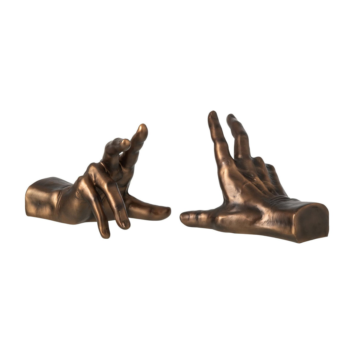 Set di 2 fermalibri Mani in poliresina color bronzo J-Line