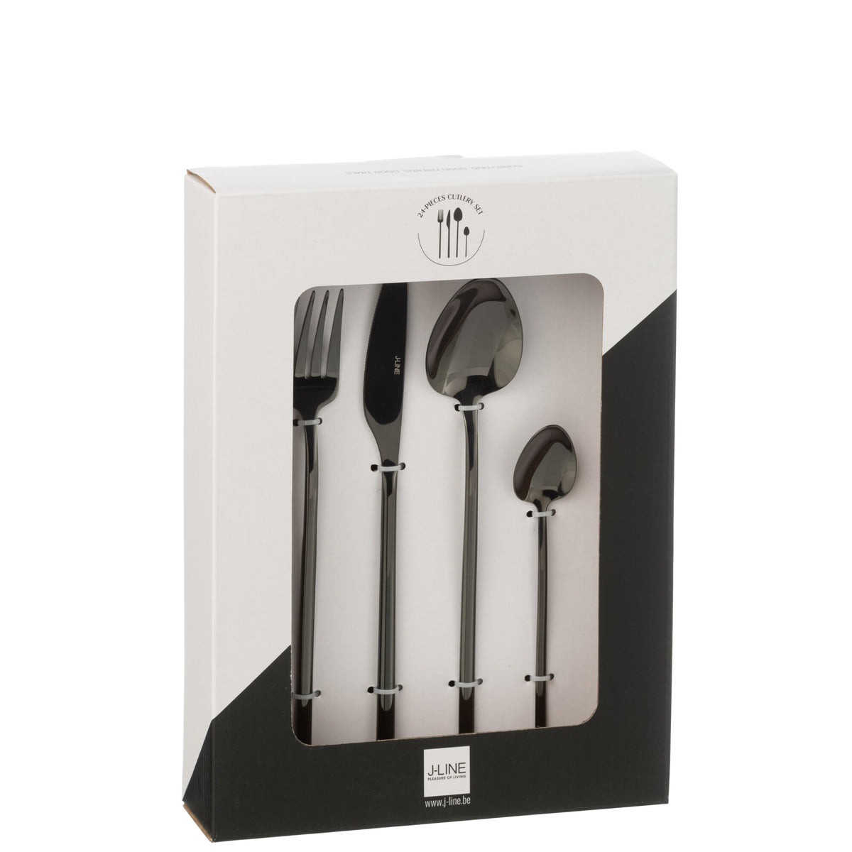 Set di posate C 24 pezzi in acciaio inossidabile nero lucido J-Line