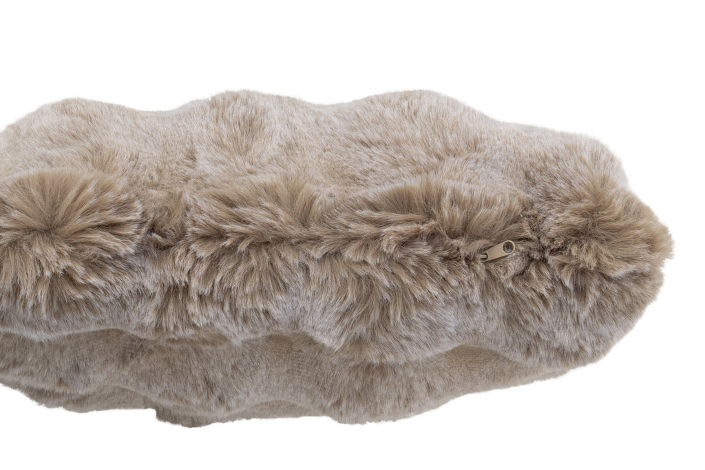 Cushion Wave Polyester Taupe 45x45cm - Kussen - J-Line - livinglovely.nl