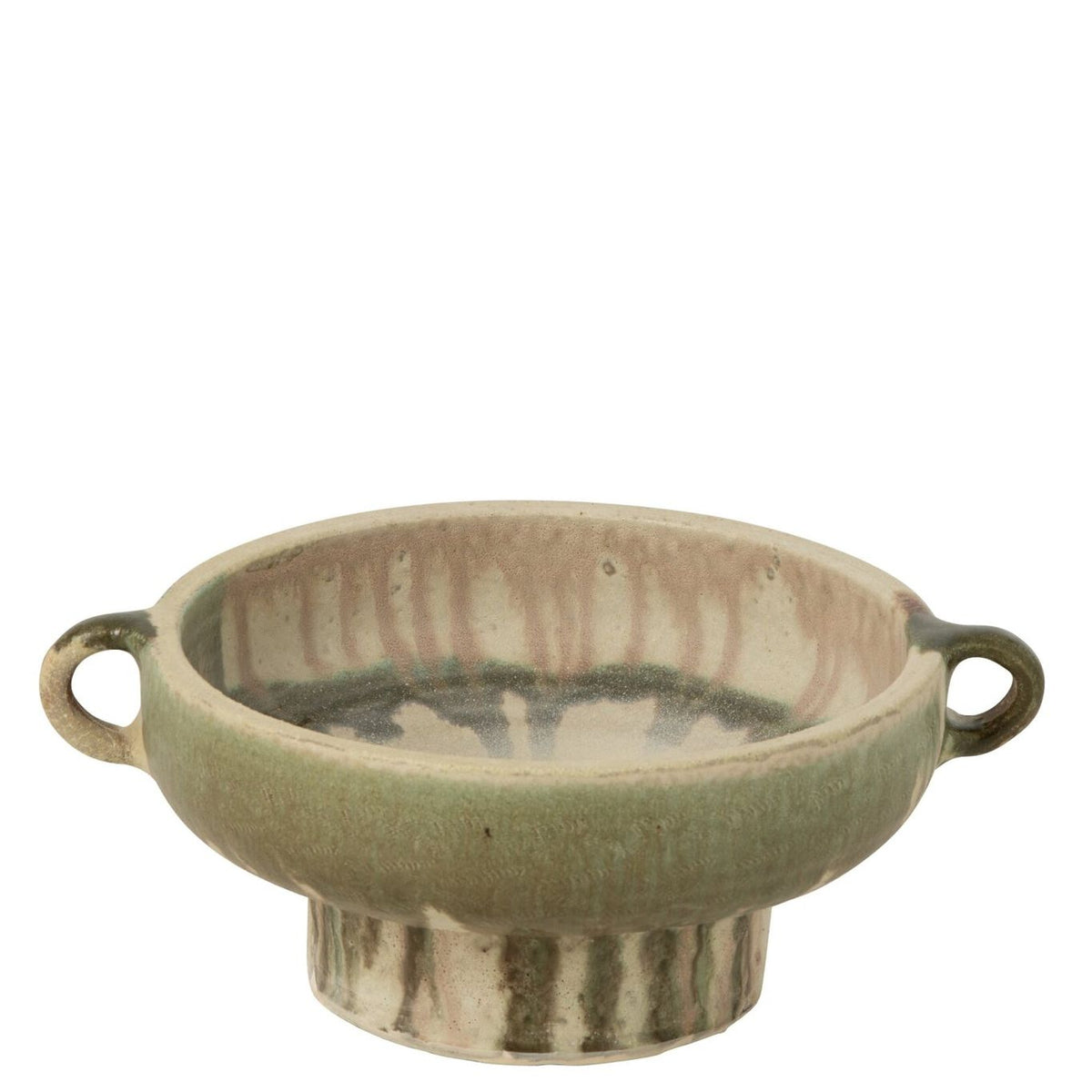 Ciotola Decorativa in Ceramica Verde Oliva e Beige J-Line