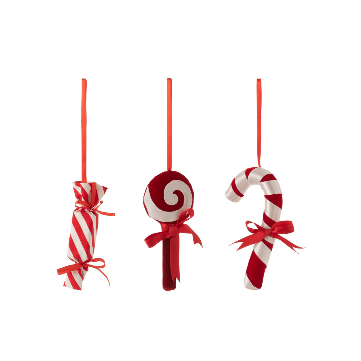 Ciondolo Caramella Tessuto Rosso/Bianco Set di 3 J-Line
