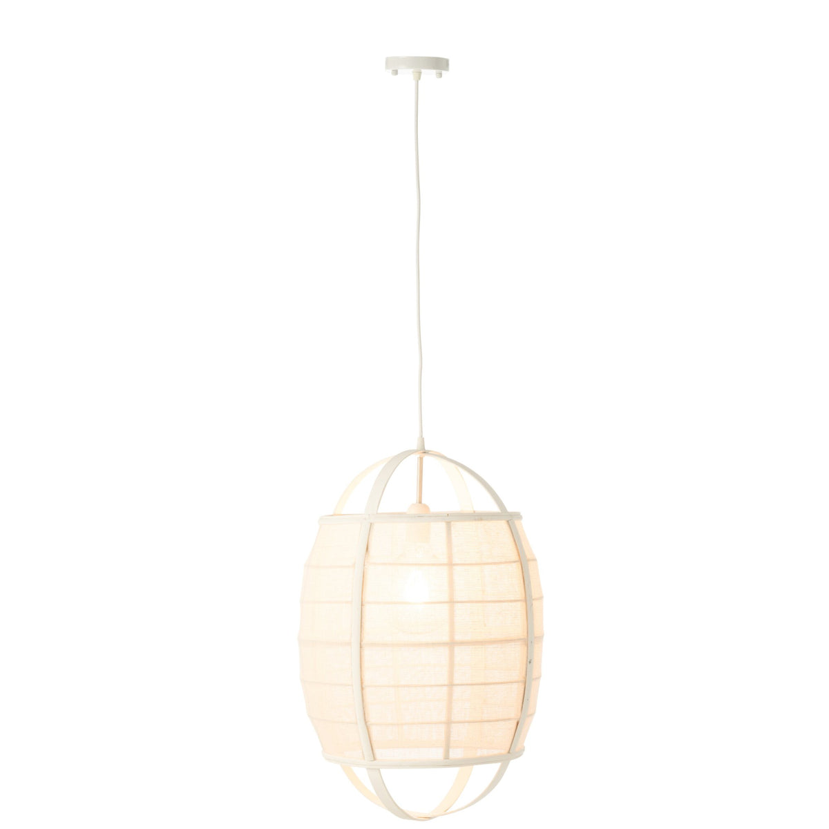 Lampada a sospensione Ion Lino/Bambù Bianco Piccola J-Line