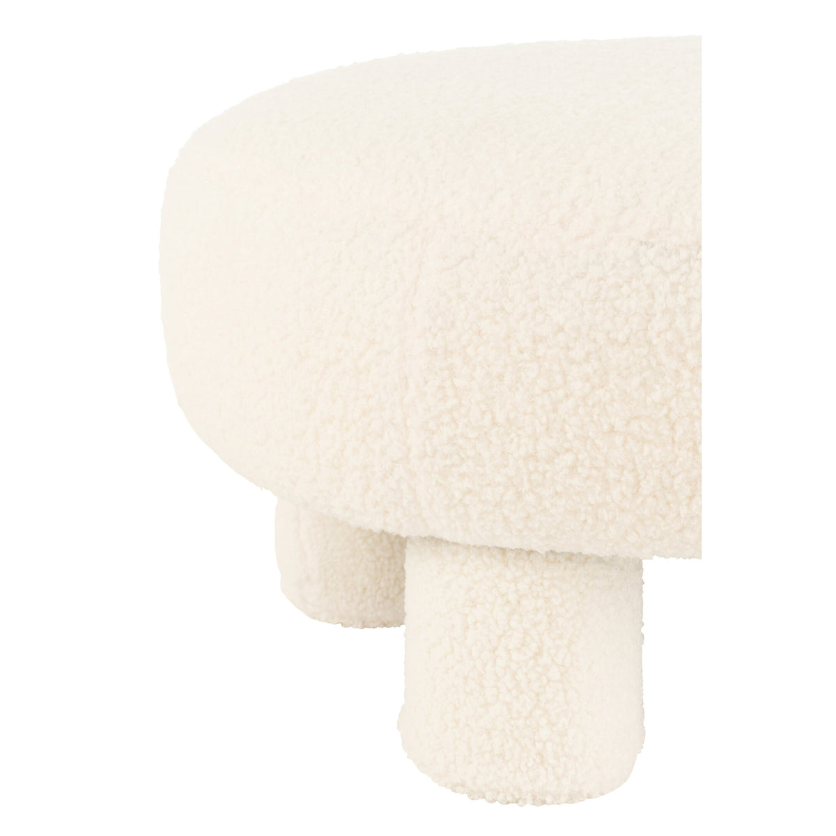 Sgabello J-Line round in bouclé teddy bianco con piedini J-Line