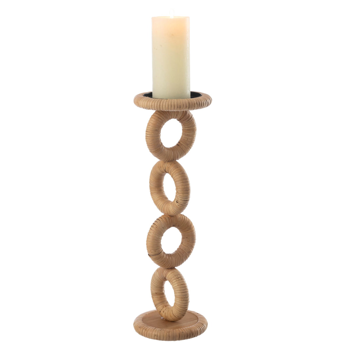 Portacandela ad anello in MDF naturale grande J-Line