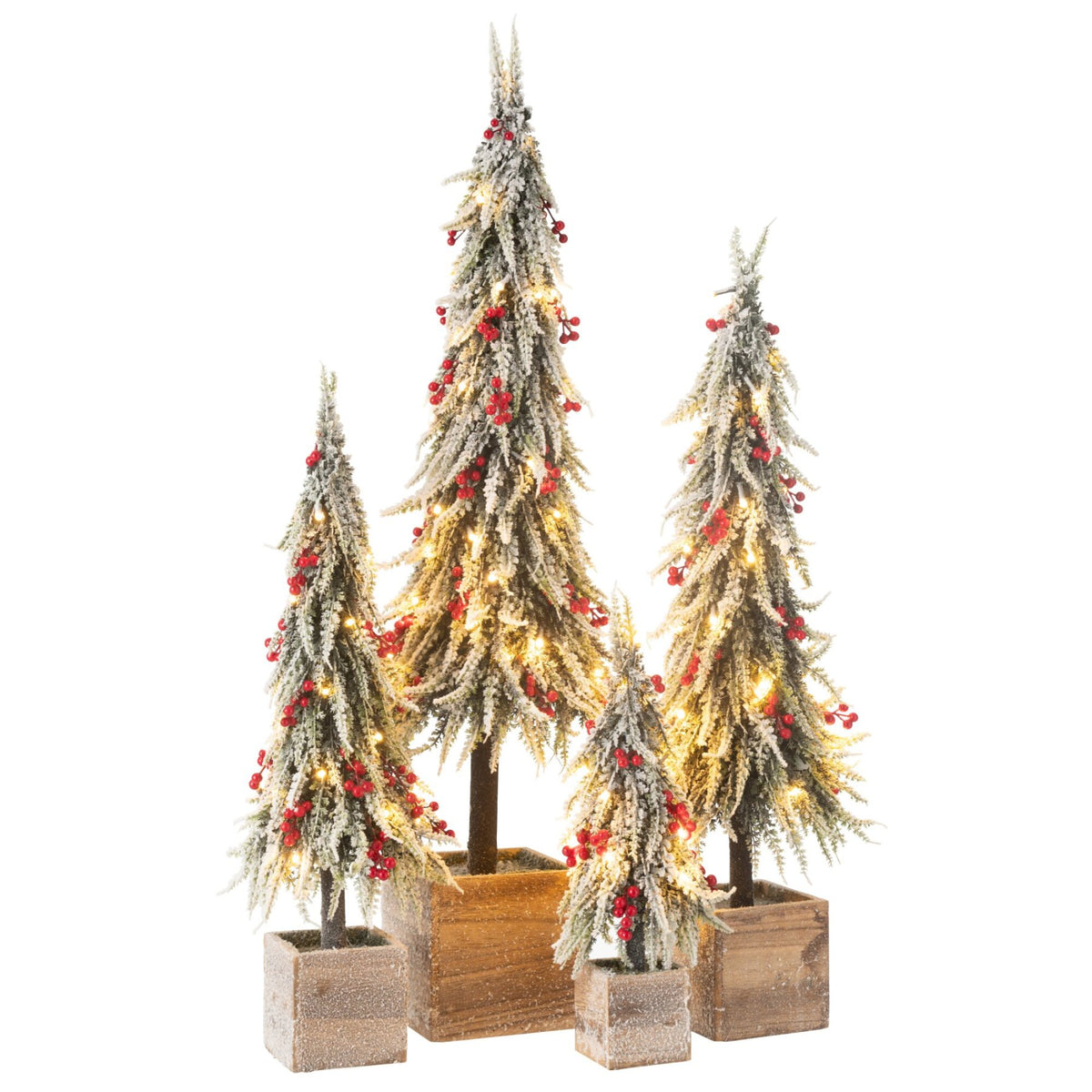 Albero di Natale+LED Neve Artificiale Verde/Rosso Extra Large H95cm J-Line