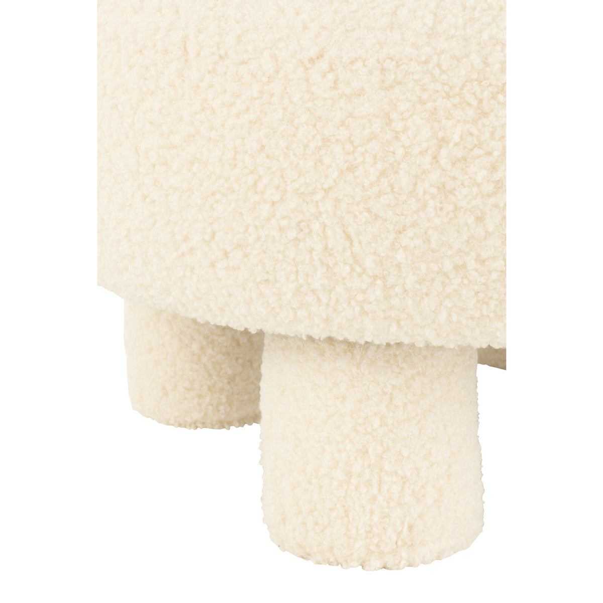 Sgabello Rotondo Con Schienale Bouclé Bianco J-Line