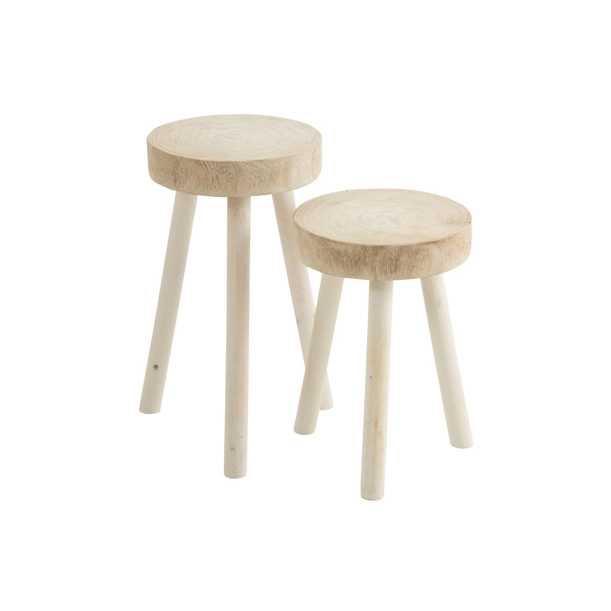 Set di 2 sgabelli in legno di paulownia bianco J-Line
